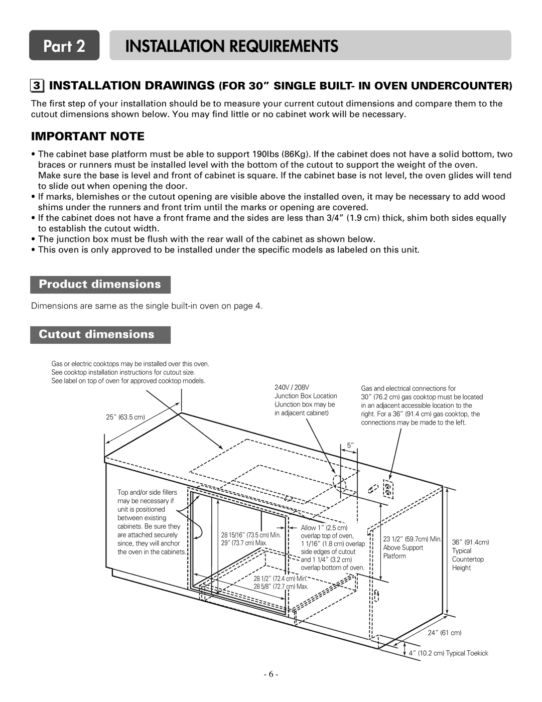 LG Electronics LWS3010ST, LWS3081ST, LWD3081ST, LWD3010ST Dimensions are same as the single built-in oven on 