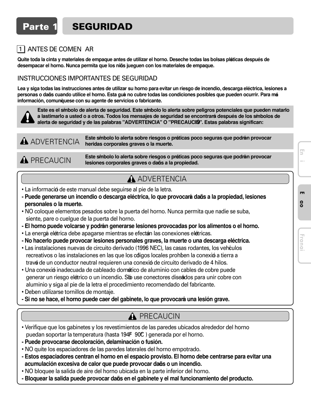 LG Electronics LWD3081ST, LWS3081ST installation manual Antes DE Comenzar, Instrucciones Importantes DE Seguridad 