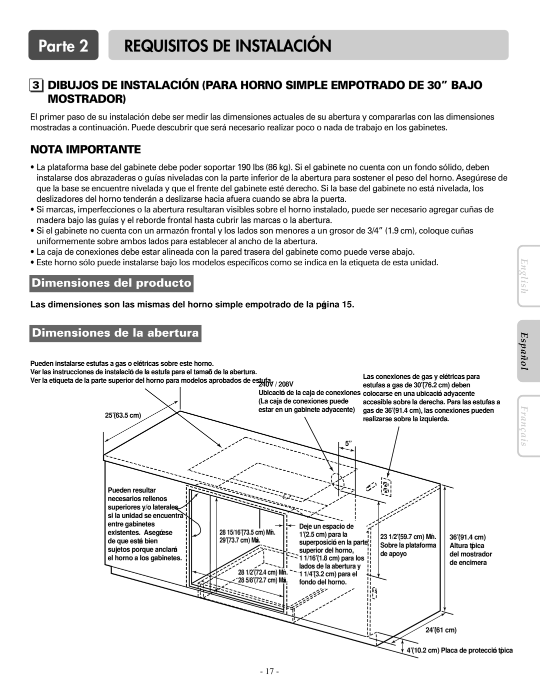 LG Electronics LWD3081ST, LWS3081ST installation manual Estufas a gas de 30 76.2 cm deben 