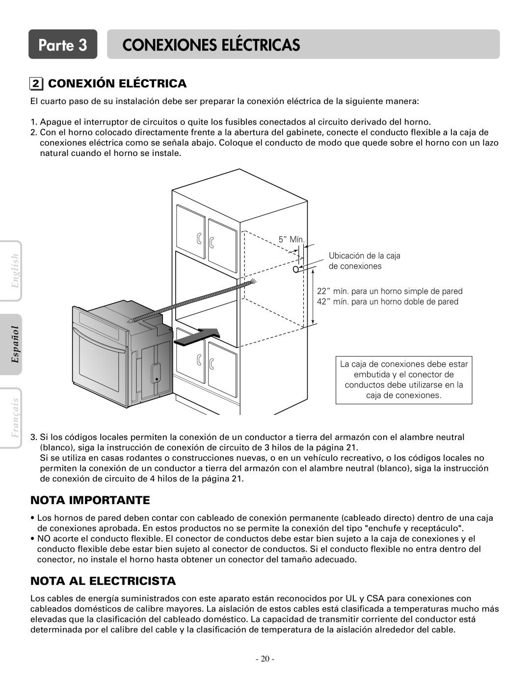 LG Electronics LWS3081ST Conexión Eléctrica, Nota Al Electricista, Parte 3 CONEXIONES ELÉCTRICAS, Nota Importante 