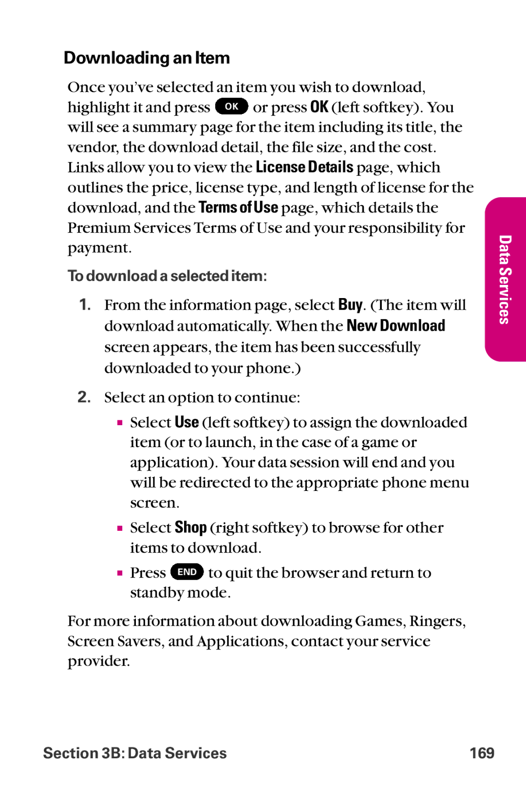 LG Electronics LX-225 manual Downloading an Item 