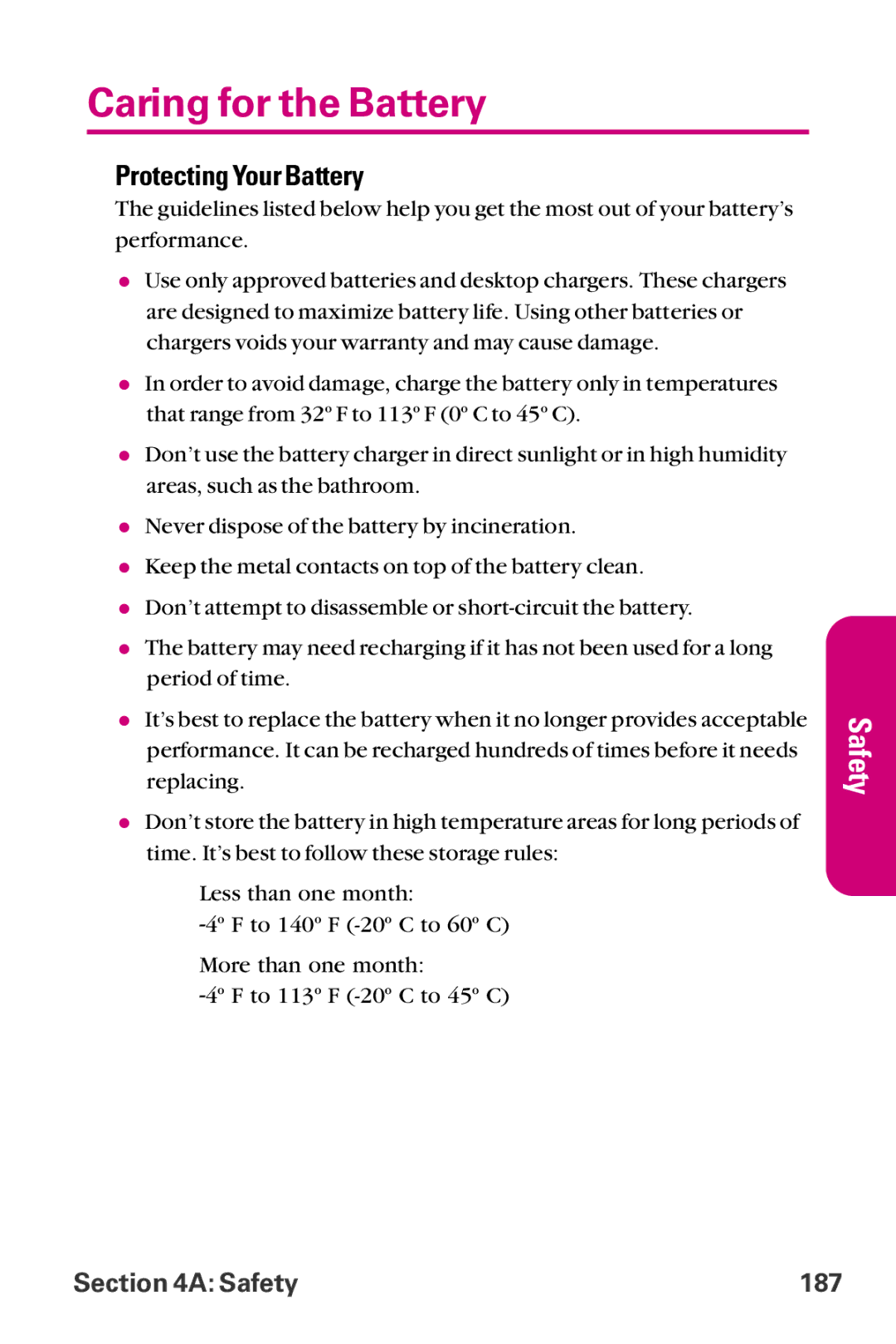 LG Electronics LX-225 manual Caring for the Battery, Protecting Your Battery 