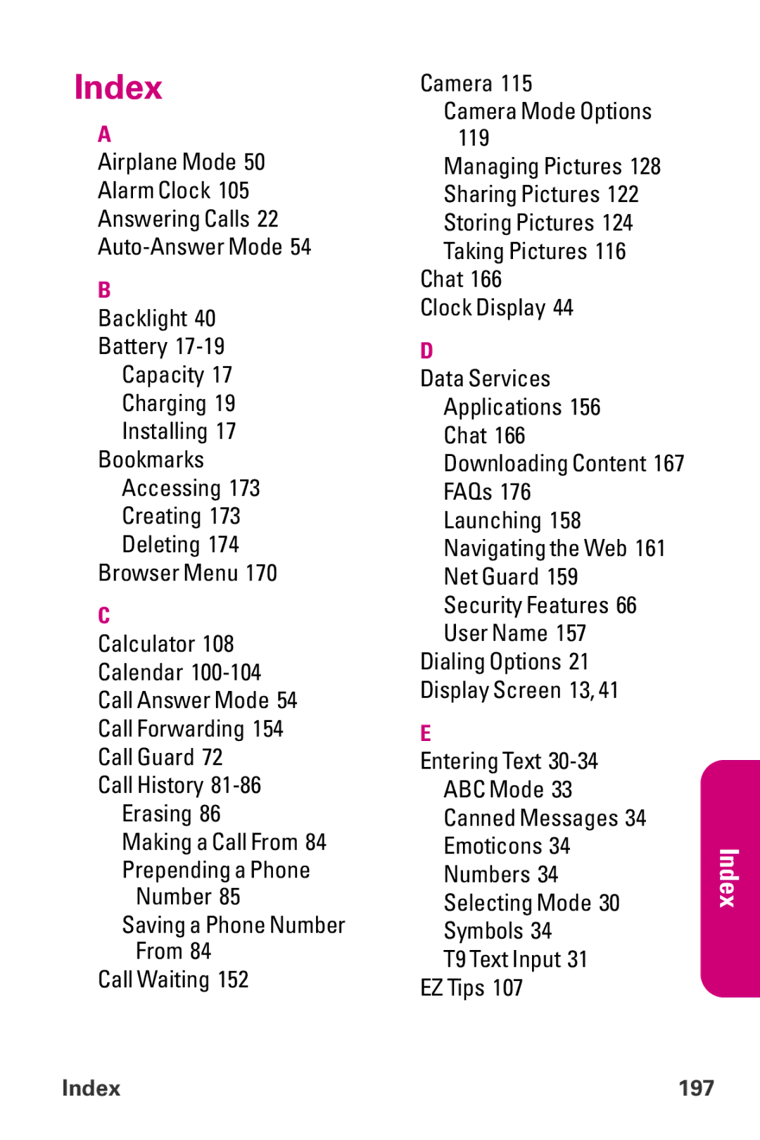 LG Electronics LX-225 manual Index 