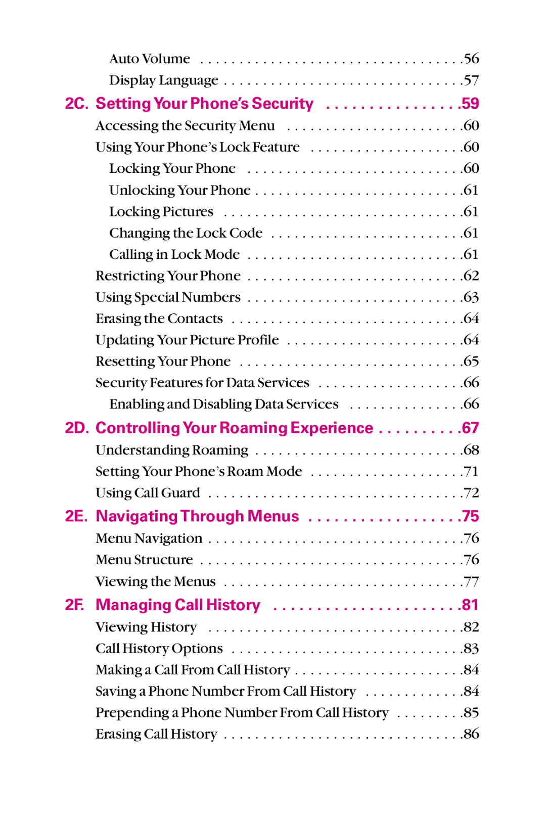 LG Electronics LX-225 manual 2D. Controlling Your Roaming Experience 