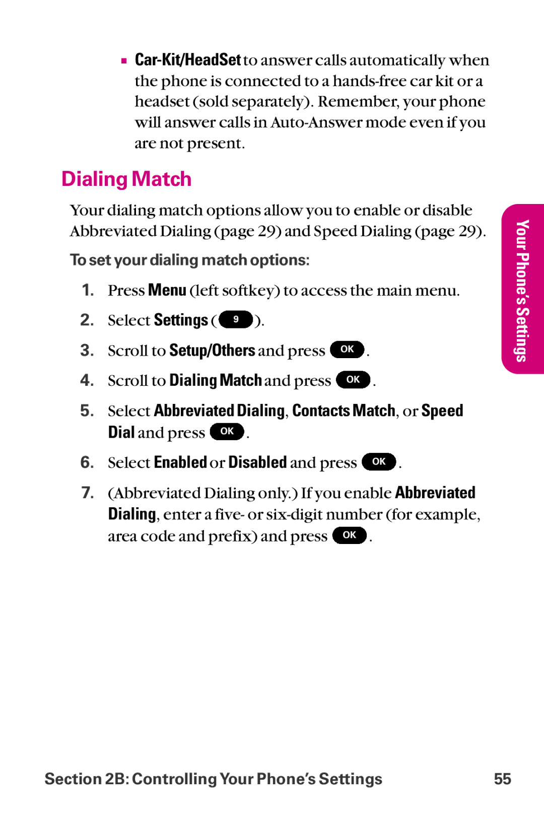 LG Electronics LX-225 manual Dialing Match 