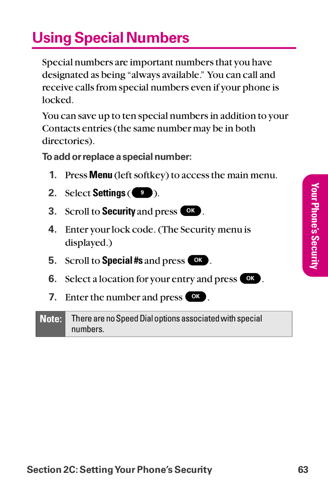 LG Electronics LX-225 manual Using Special Numbers 