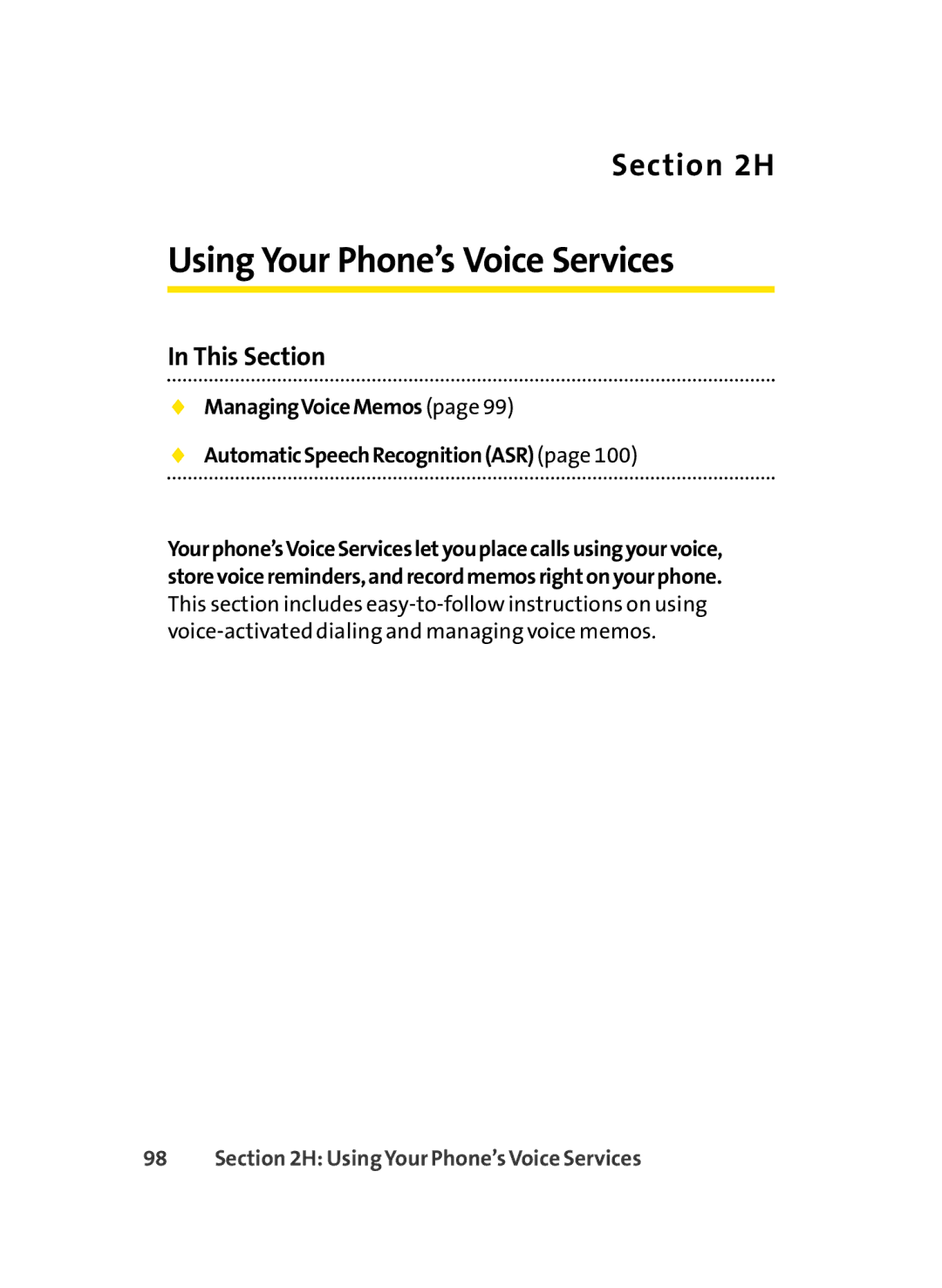 LG Electronics LX-350 manual ManagingVoiceMemos AutomaticSpeechRecognitionASR, Using Your Phone’s Voice Services 