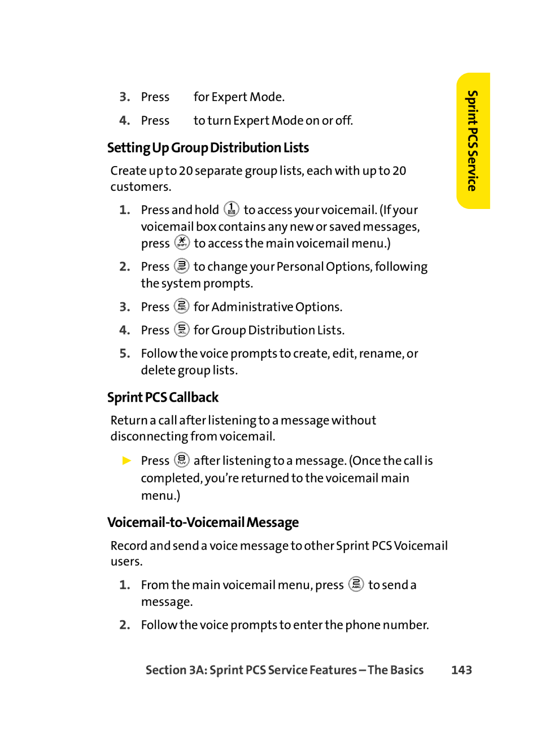 LG Electronics LX-350 manual SettingUpGroupDistributionLists, SprintPCSCallback, Voicemail-to-VoicemailMessage, 143 