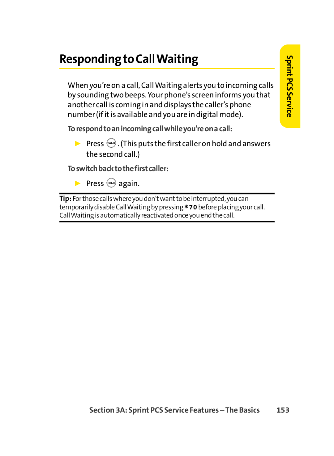 LG Electronics LX-350 Responding to CallWaiting, Torespondtoanincomingcallwhileyou’reonacall, Toswitchbacktothefirstcaller 