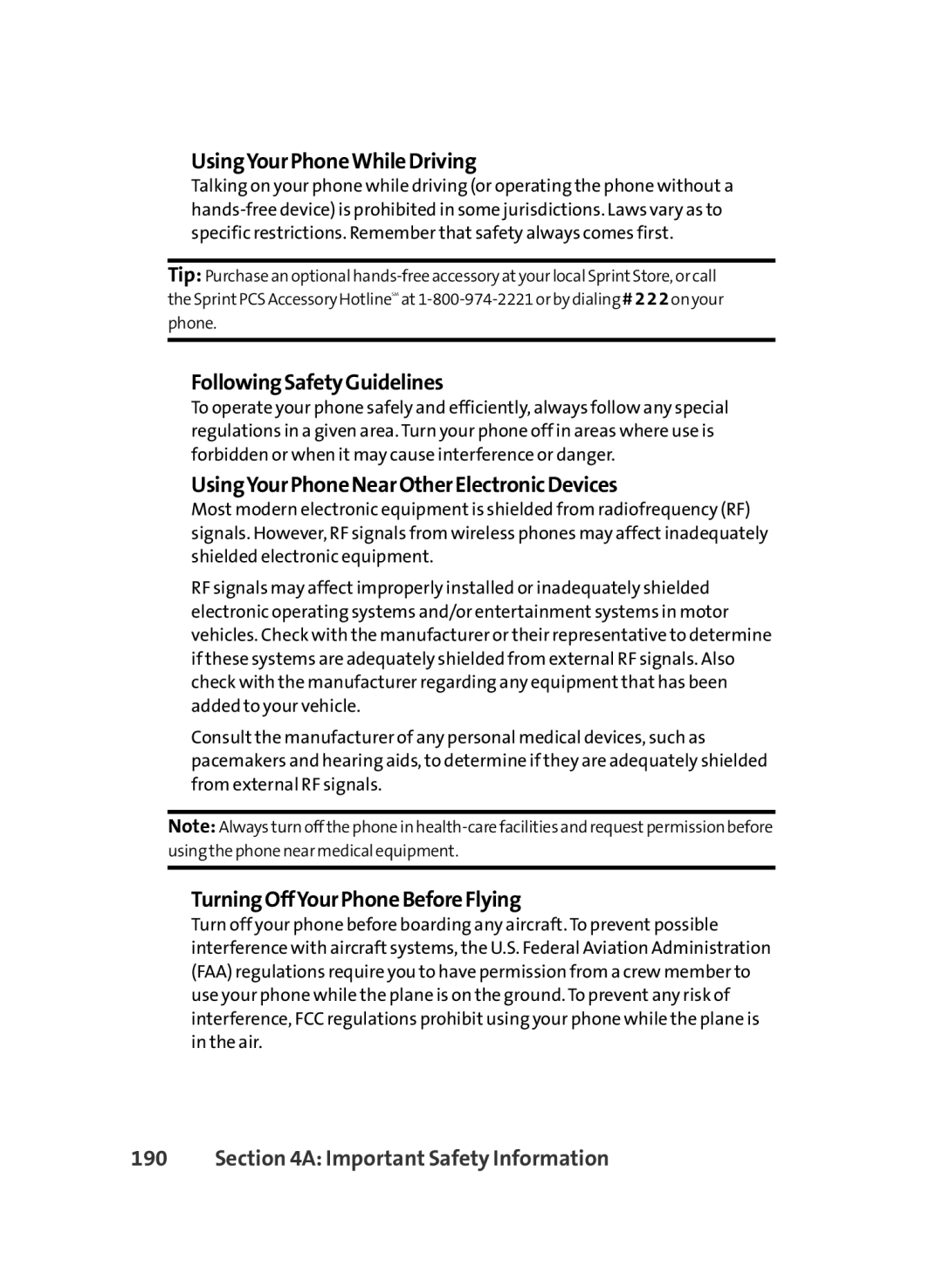 LG Electronics LX-350 UsingYourPhoneWhileDriving, FollowingSafetyGuidelines, UsingYourPhoneNearOtherElectronicDevices 