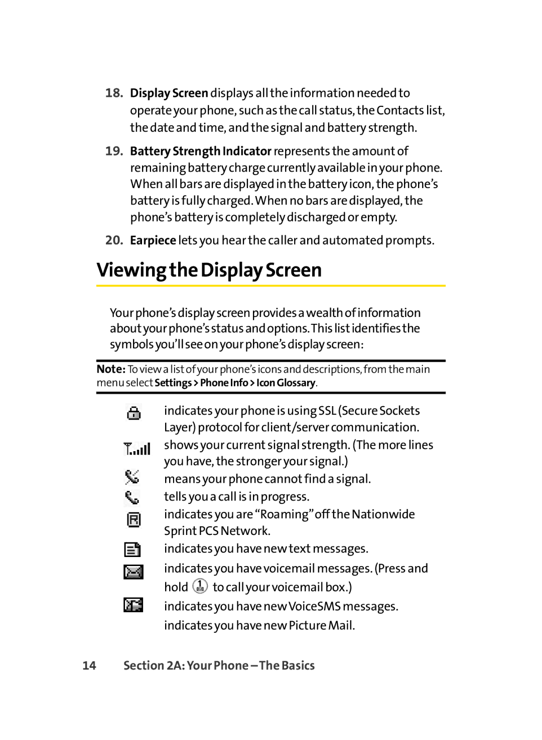 LG Electronics LX-350 manual Viewing the Display Screen 