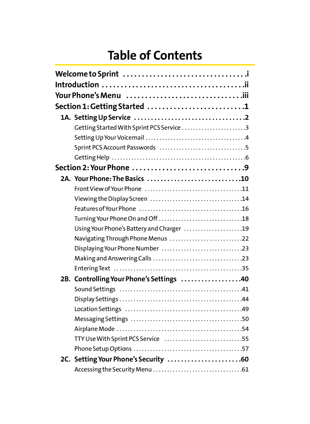 LG Electronics LX-350 manual Table of Contents 