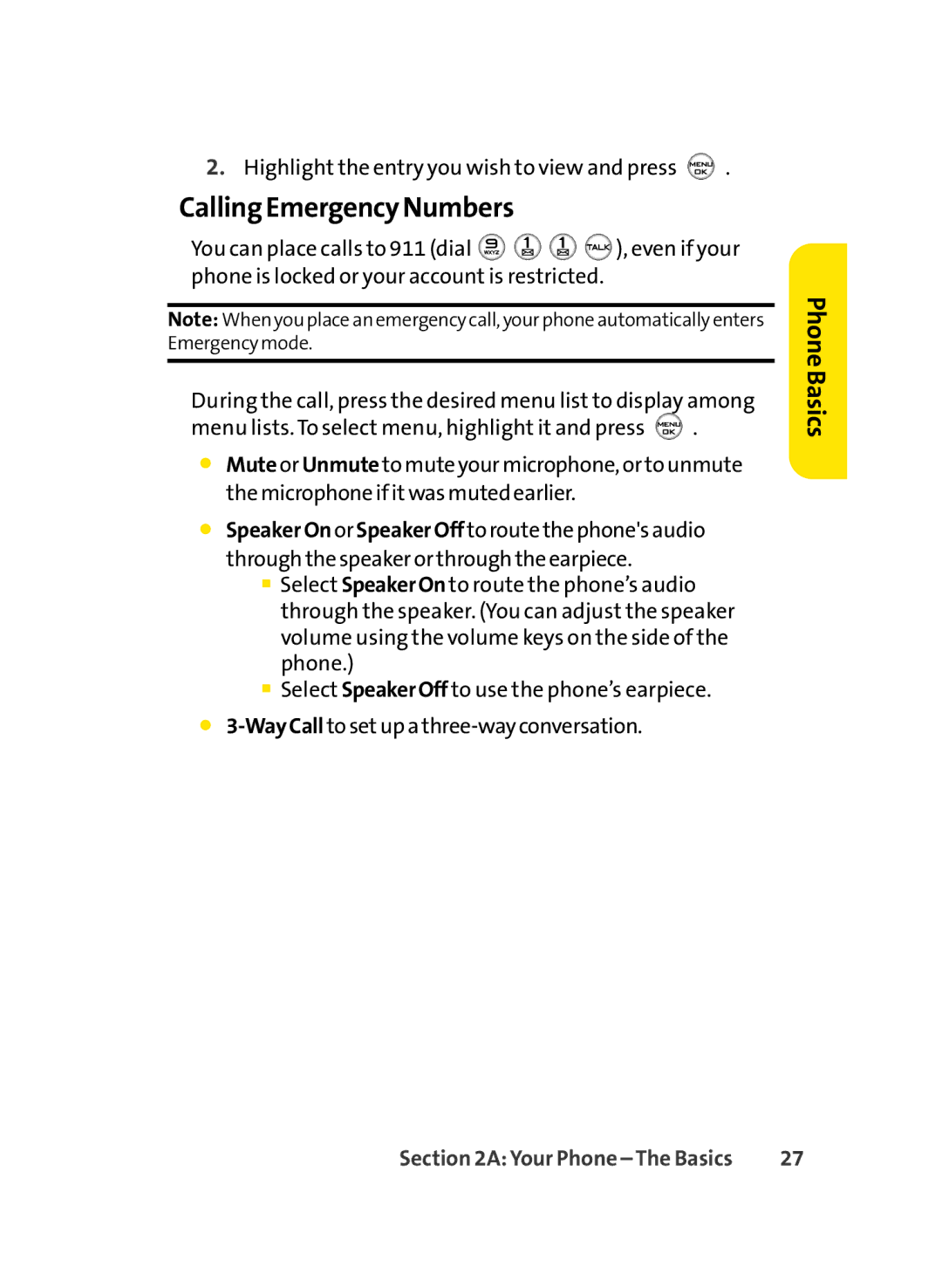 LG Electronics LX-350 manual Calling Emergency Numbers 