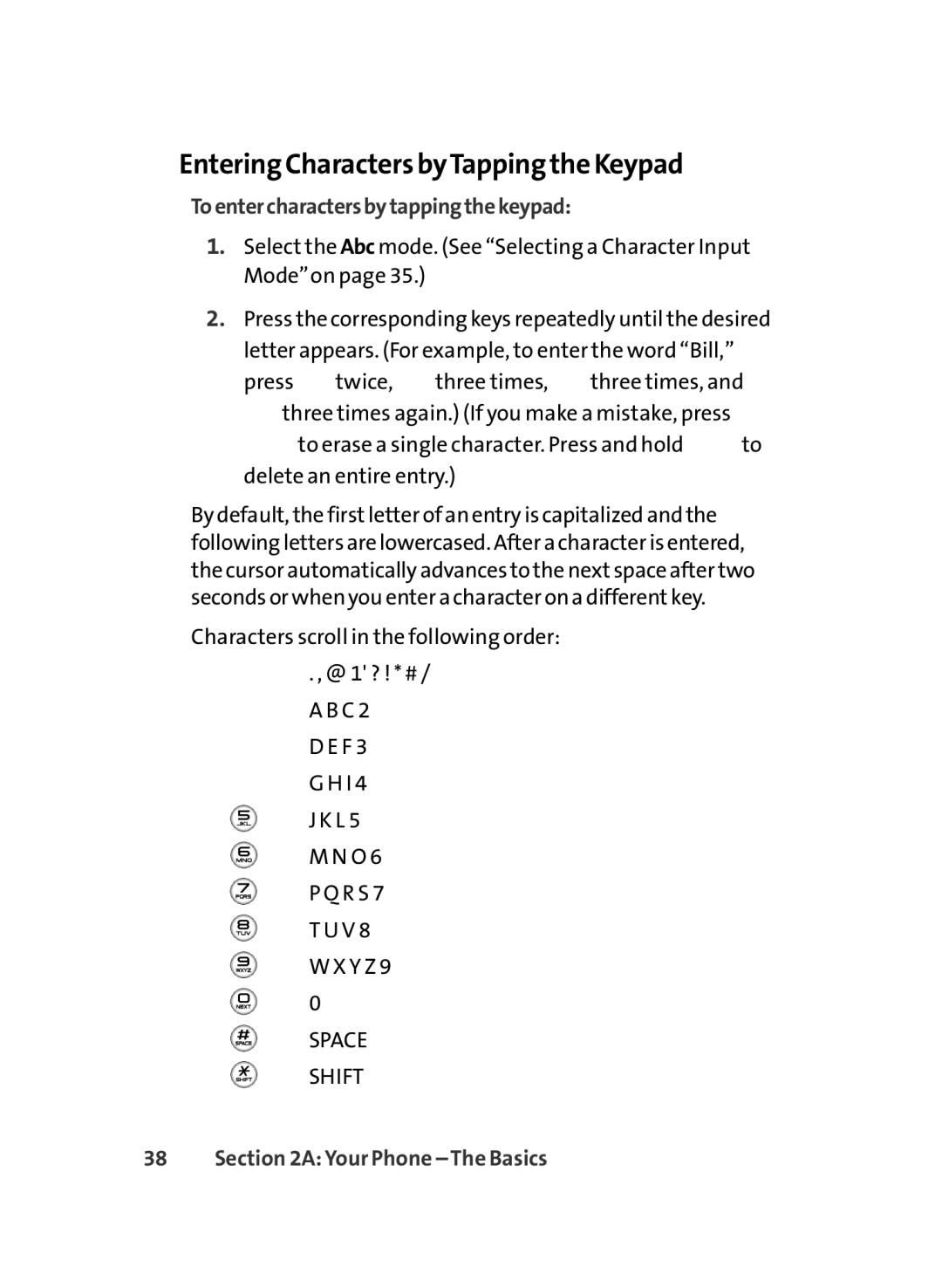 LG Electronics LX-350 manual EnteringCharacters byTapping the Keypad, Toentercharactersbytappingthekeypad 