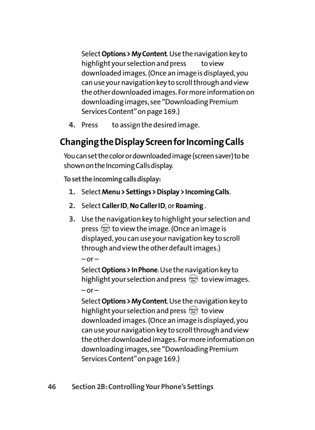 LG Electronics LX-350 manual Changing the Display Screen for Incoming Calls, Tosettheincomingcallsdisplay 