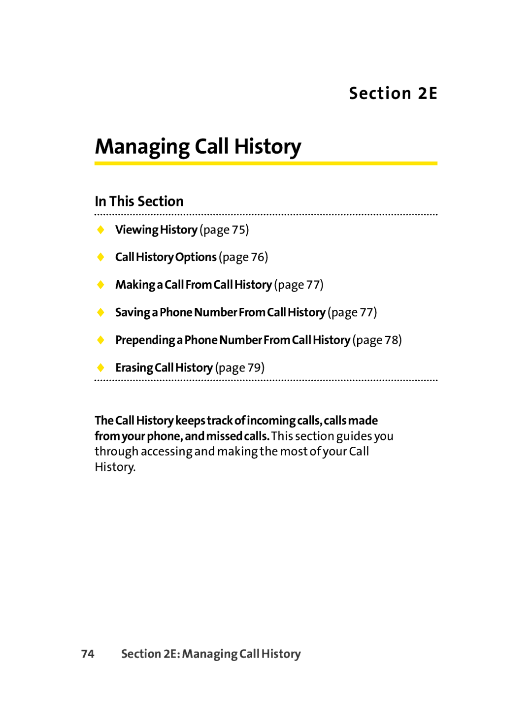 LG Electronics LX-350 manual Managing Call History 