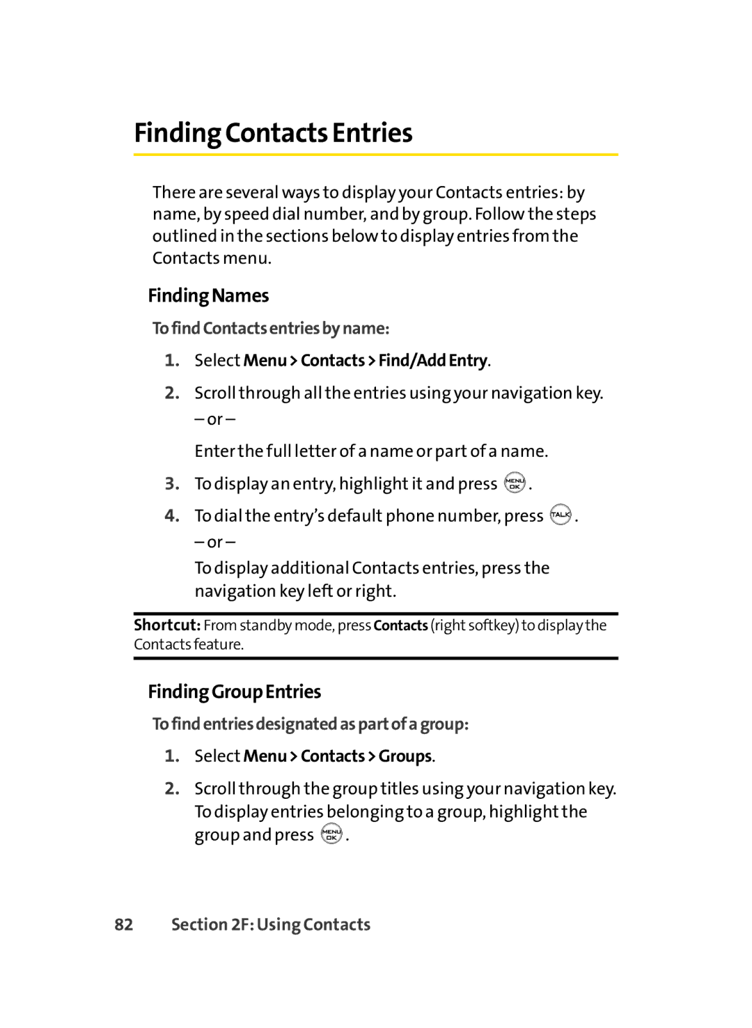 LG Electronics LX-350 manual Finding Contacts Entries, FindingNames, FindingGroupEntries, TofindContactsentriesbyname 