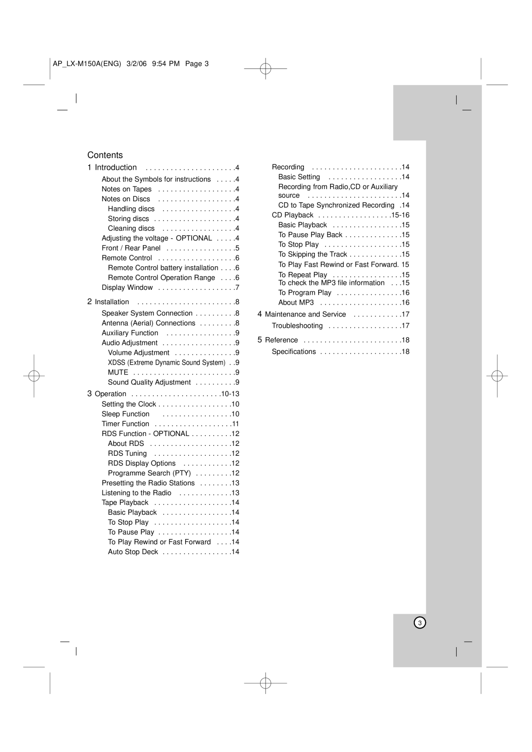 LG Electronics LX-M150 owner manual Contents 