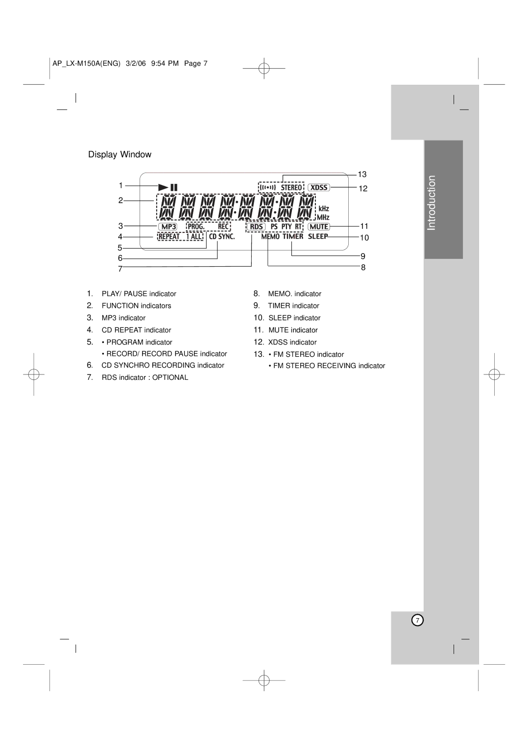 LG Electronics LX-M150 owner manual Display Window 