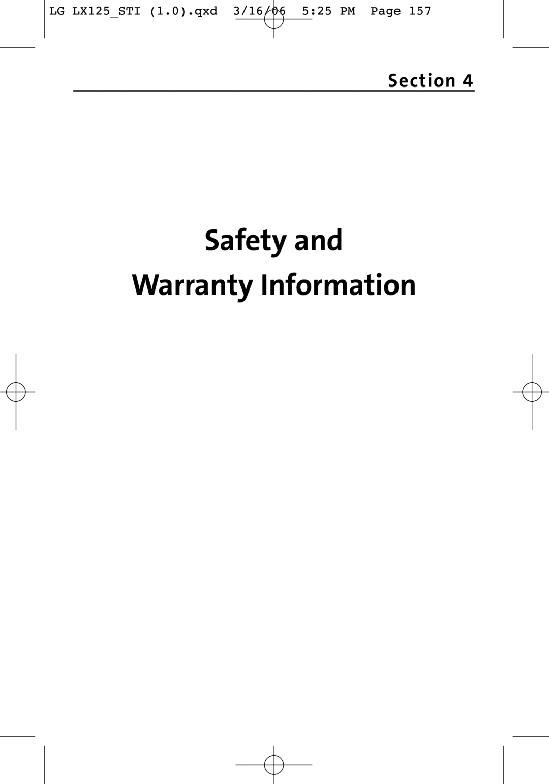 LG Electronics LX125 manual Safety Warranty Information 