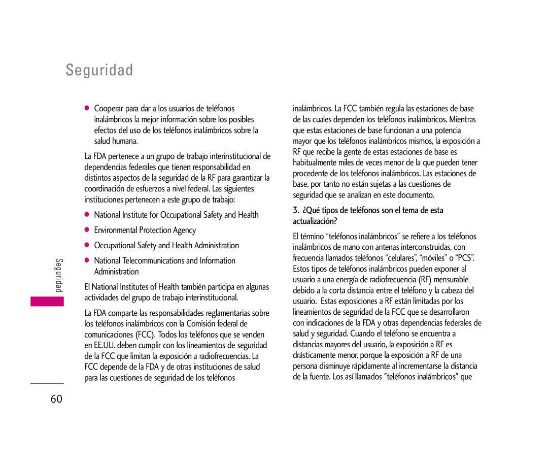 LG Electronics LX140 manual Environmental Protection Agency, Administration 