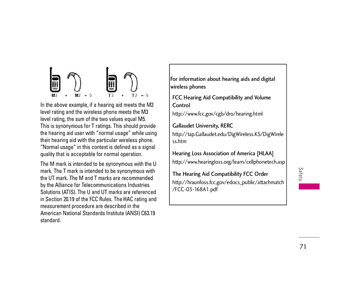 LG Electronics LX140 manual Hearing Aid Compatibility FCC Order 