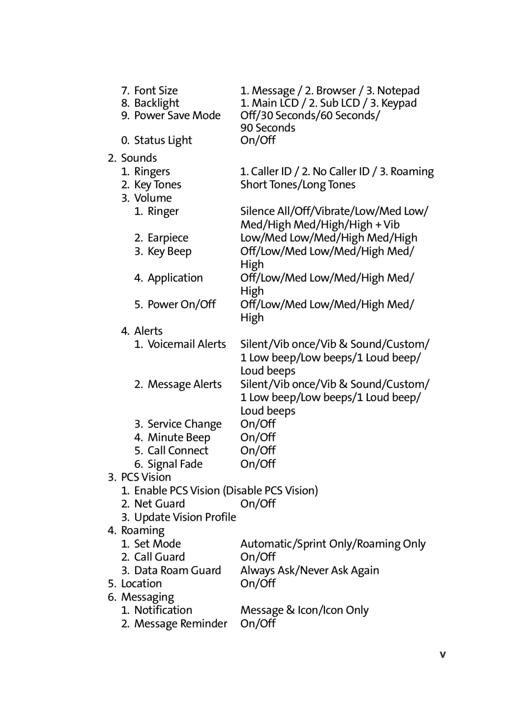 LG Electronics LX350 manual Font Size 