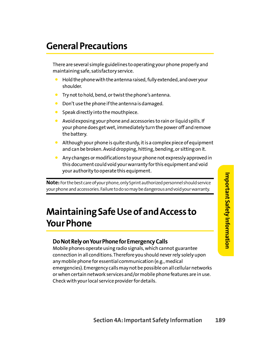 LG Electronics LX350 General Precautions, Maintaining Safe Use of and Access to Your Phone, Important Safety Information 