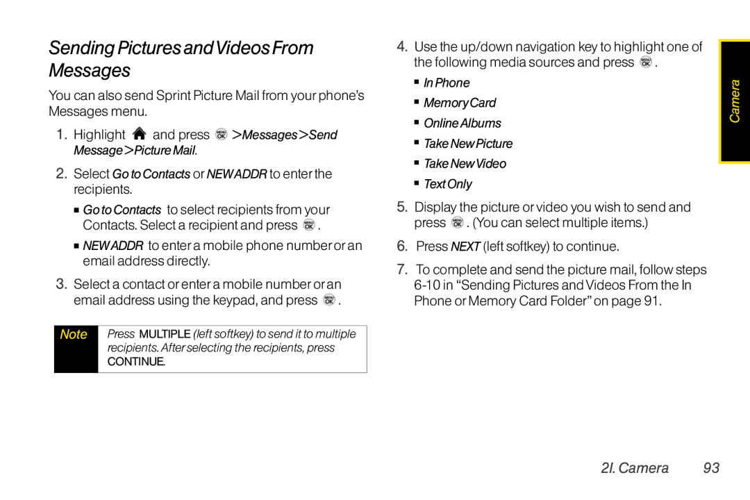 LG Electronics LX370 manual Sending Pictures andVideos From Messages, Press Next left softkey to continue 