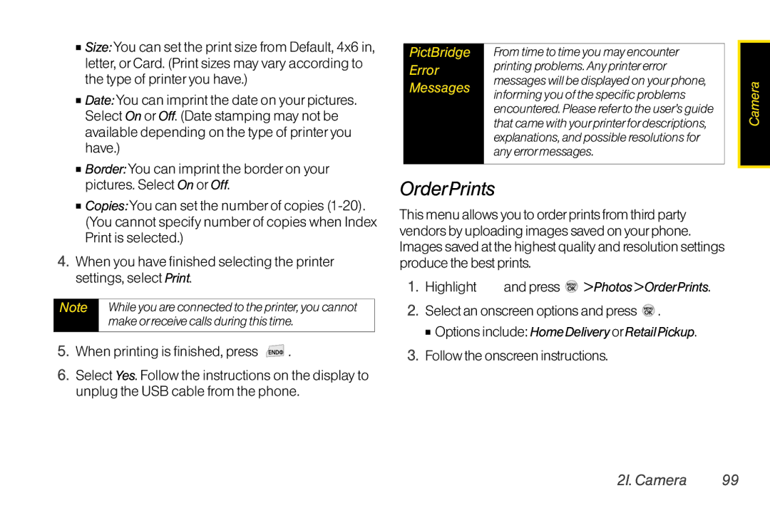 LG Electronics LX370 manual Select an onscreen options and press, Highlight and press Photos OrderPrints 