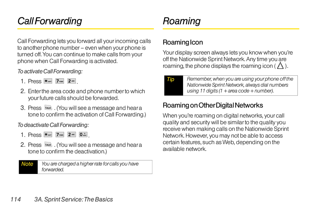 LG Electronics LX370 manual Roaming Icon, Roaming on OtherDigital Networks, To activate Call Forwarding 