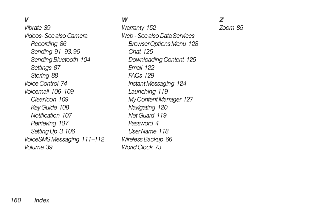 LG Electronics LX370 manual Index 