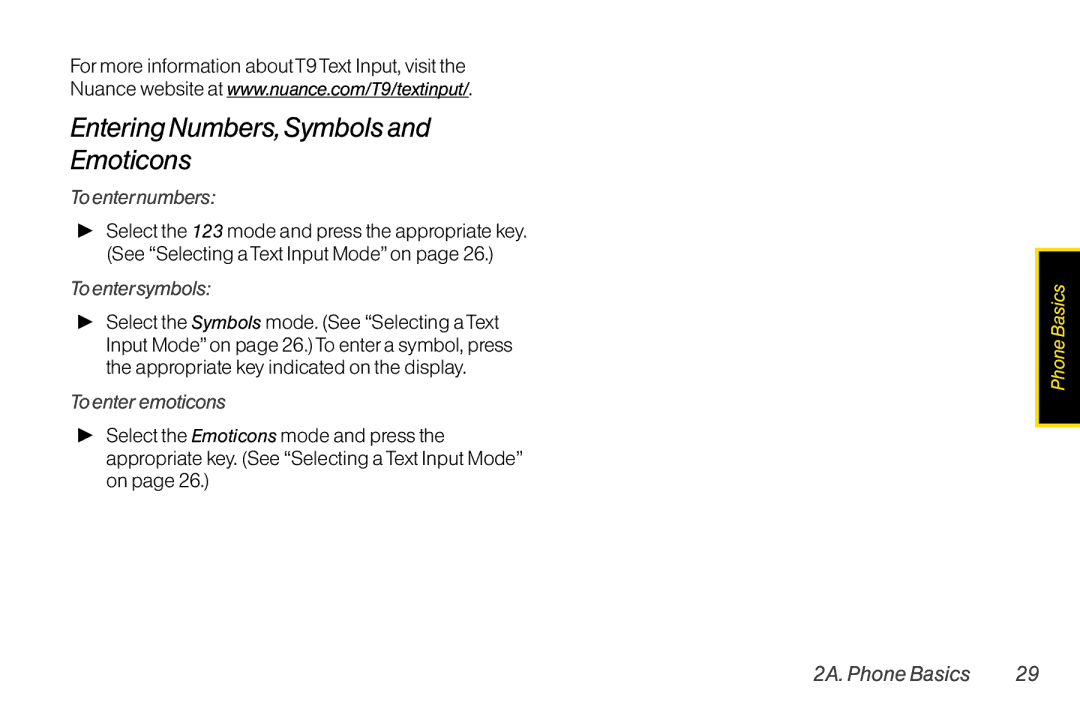 LG Electronics LX370 manual Entering Numbers, Symbols and Emoticons, To enternumbers, To entersymbols, To enter emoticons 