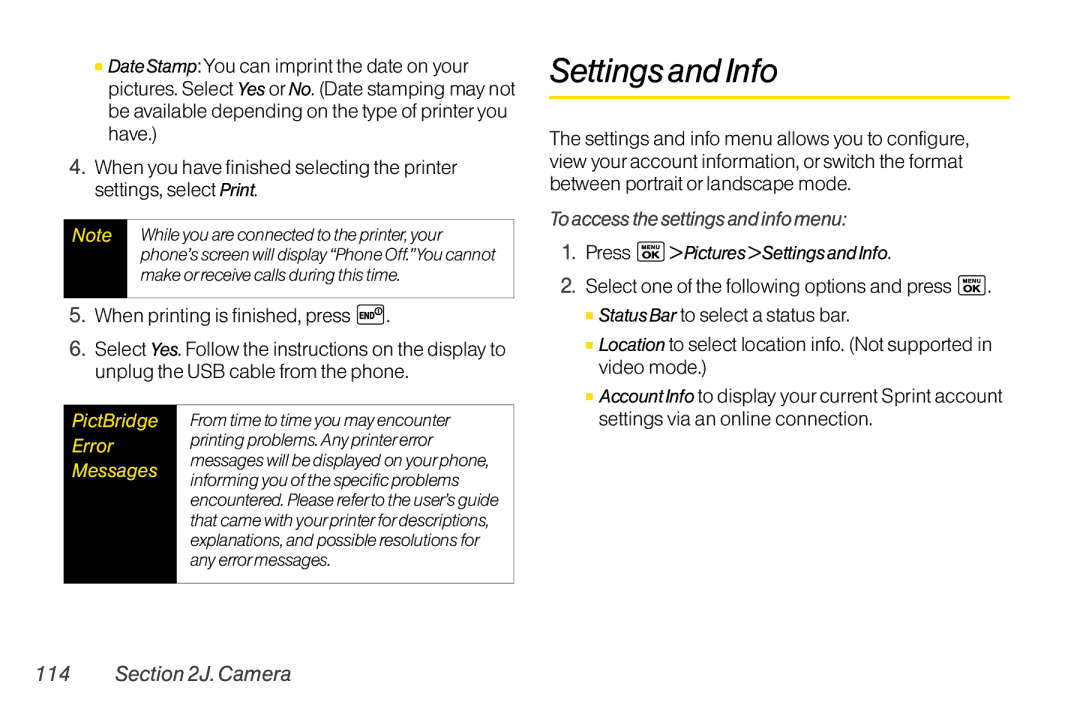 LG Electronics LX400 manual SettingsandInfo, When printing is finished, press, Toaccessthesettingsandinfomenu 