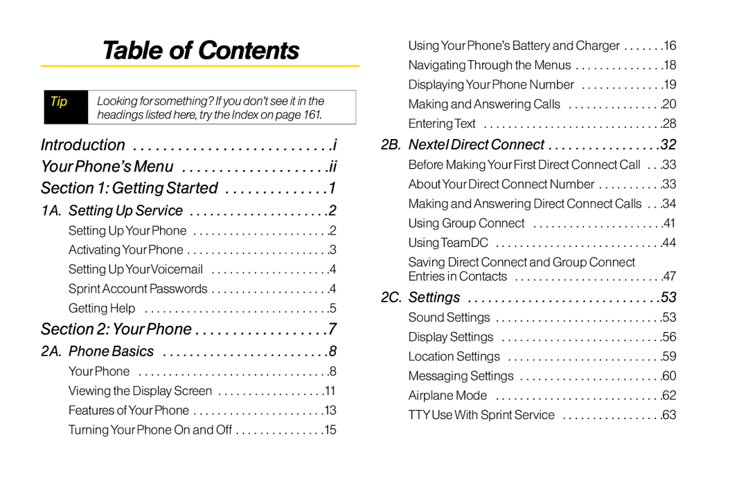 LG Electronics LX400 manual Table of Contents 