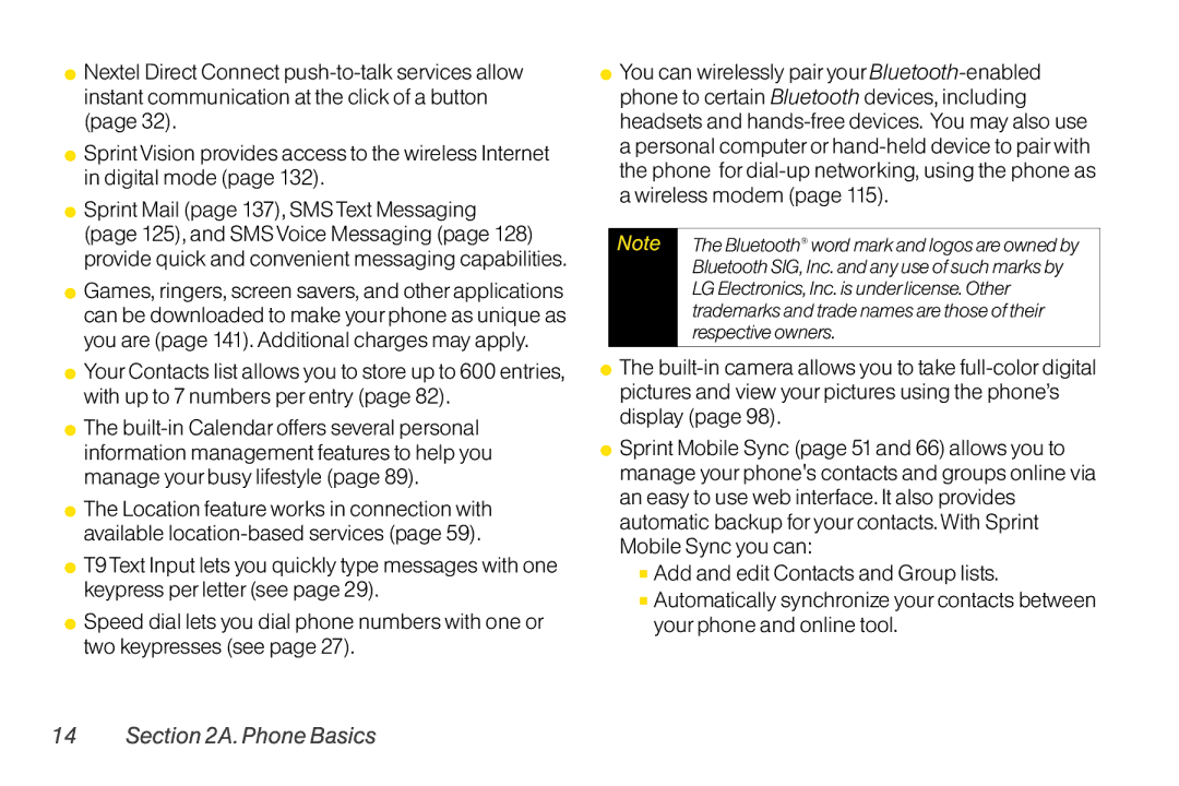 LG Electronics LX400 manual PhoneBasics 