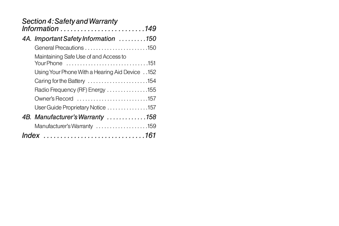 LG Electronics LX400 manual Maintaining Safe Use of andAccess to, 4B. Manufacturer’sWarranty 