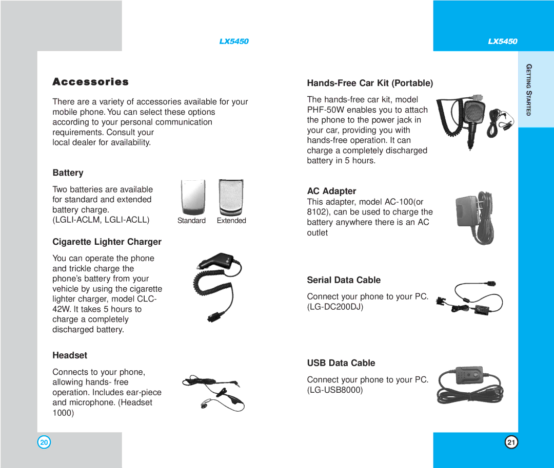 LG Electronics LX5450 manual Accessories 