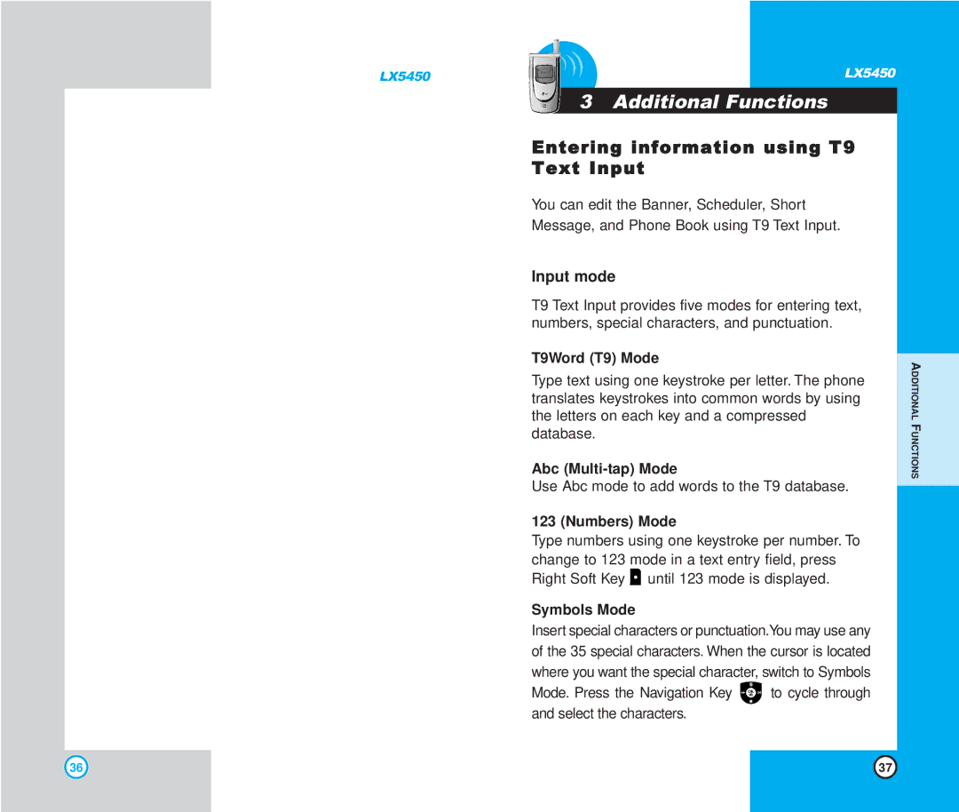 LG Electronics LX5450 manual Entering information using T9 Text Input, Input mode 