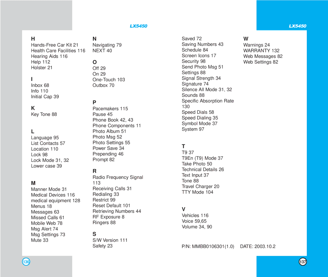 LG Electronics LX5450 manual Next 