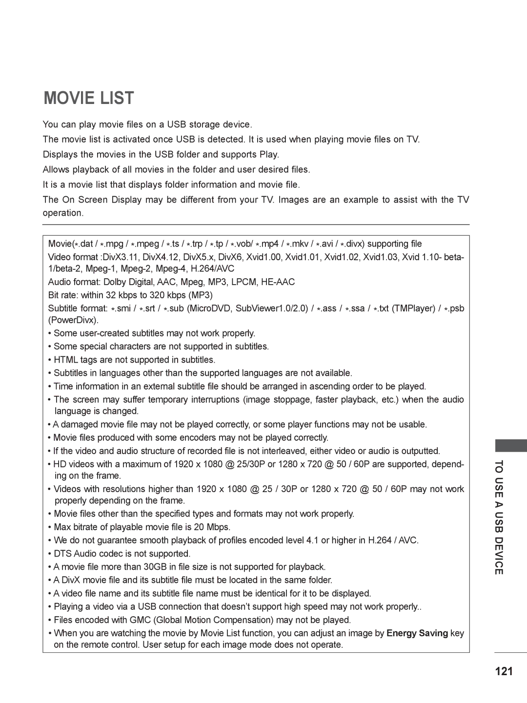 LG Electronics M2062DP, M1962DP owner manual Movie List, To USE a USB Device 