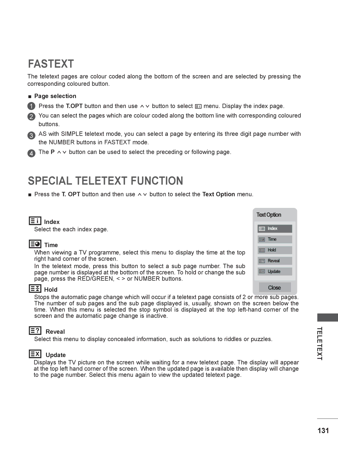 LG Electronics M2062DP, M1962DP owner manual Fastext, Special Teletext Function 