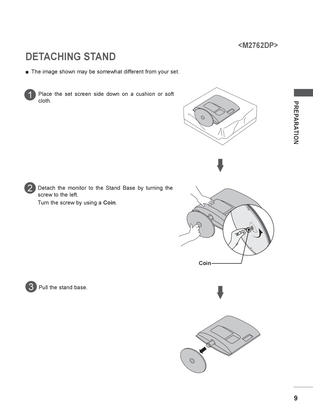 LG Electronics M2062DP, M1962DP owner manual Pull the stand base 