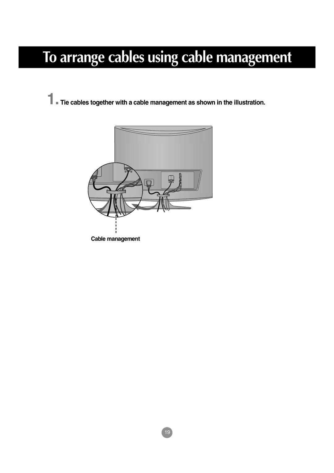 LG Electronics M197WA manual Cable management 