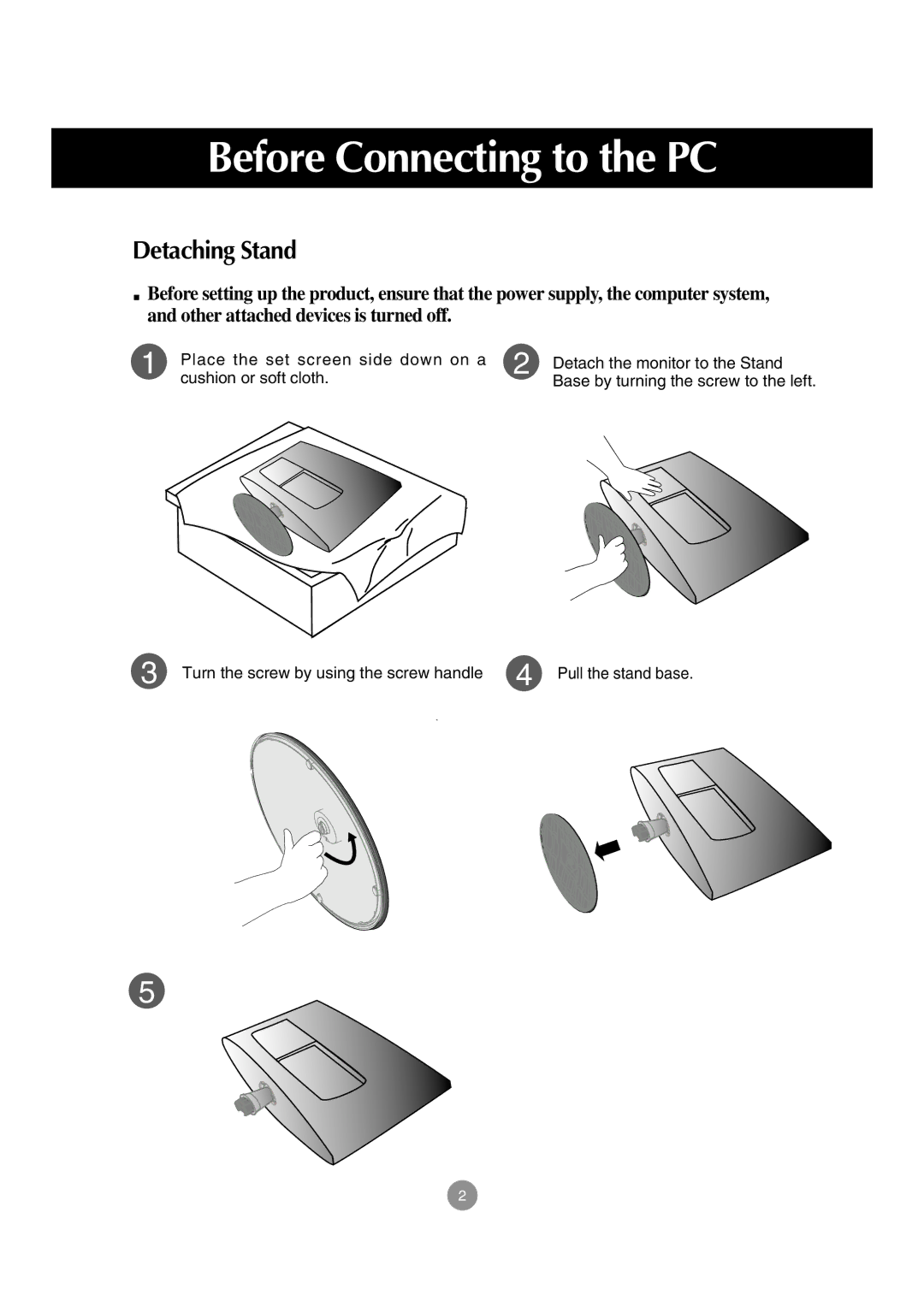 LG Electronics M197WA manual Detaching Stand 