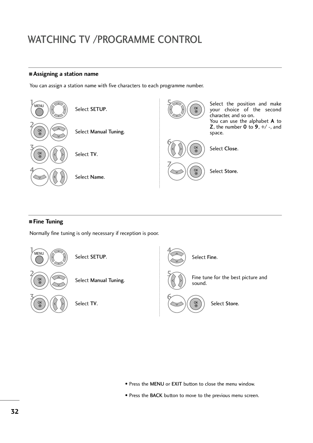 LG Electronics M2794D, M2394D owner manual Normally fine tuning is only necessary if reception is poor 