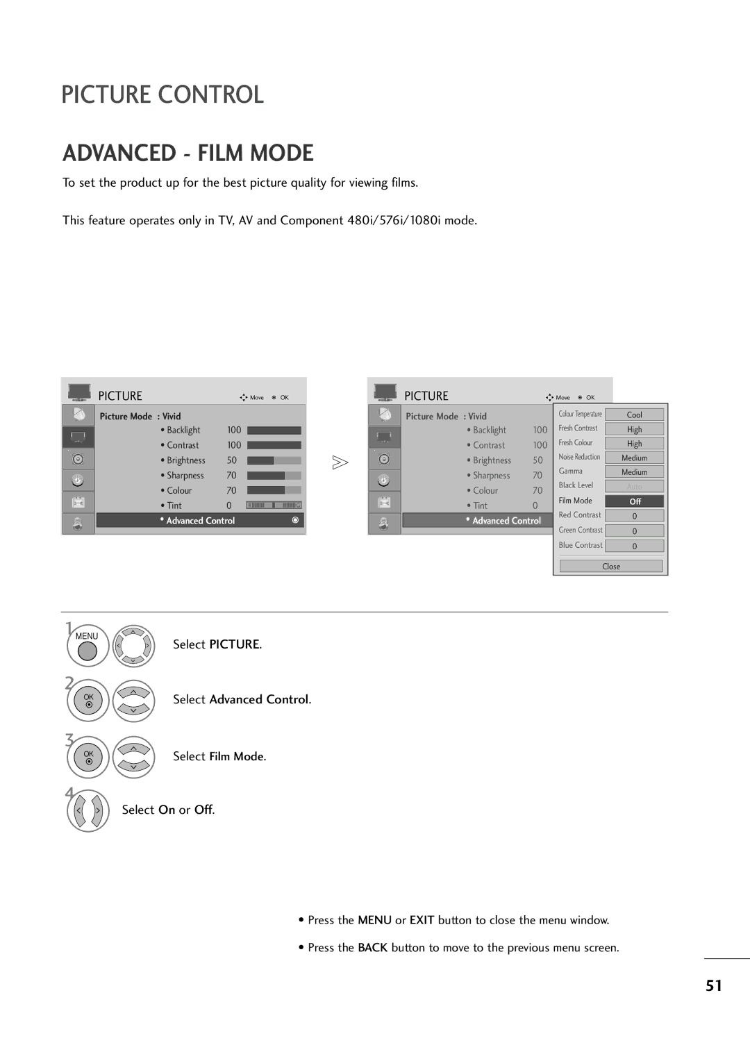 LG Electronics M2394D, M2794D owner manual Advanced Film Mode 