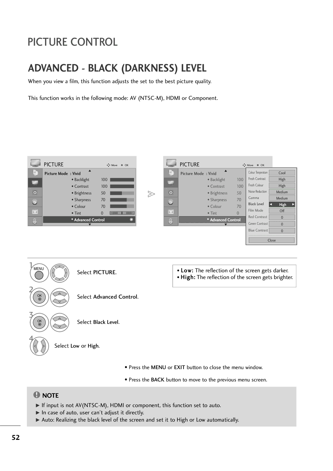 LG Electronics M2794D, M2394D owner manual Select Advanced Control 