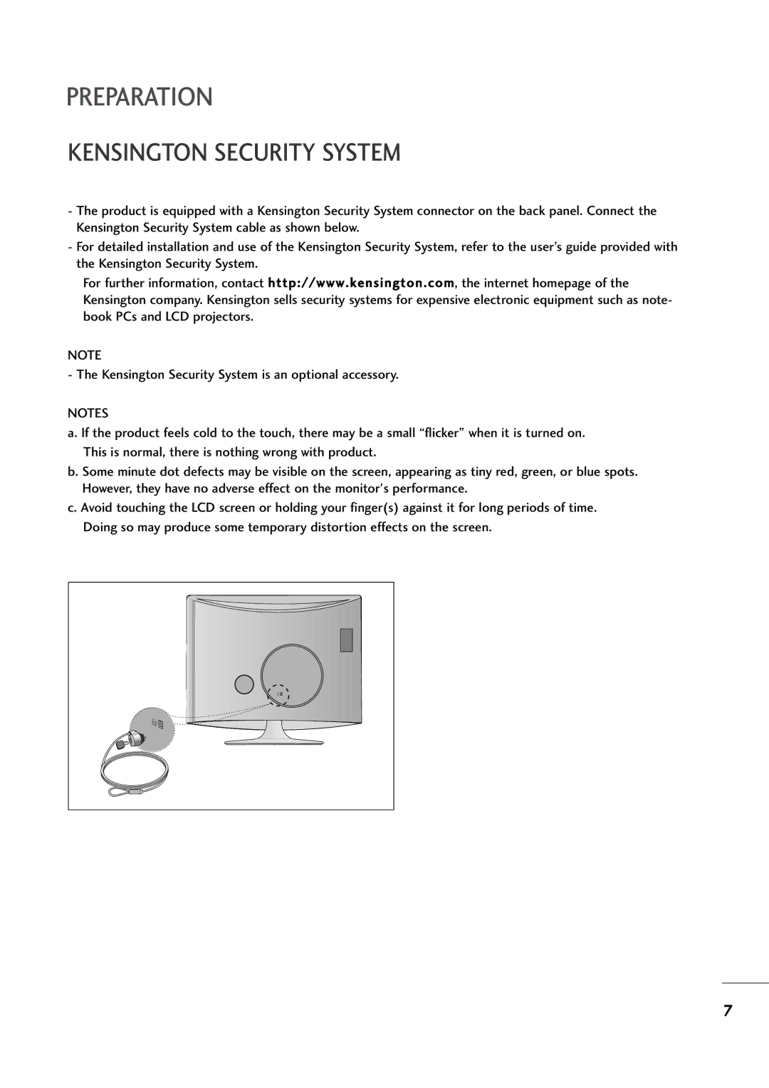 LG Electronics M2394D, M2794D owner manual Kensington Security System 