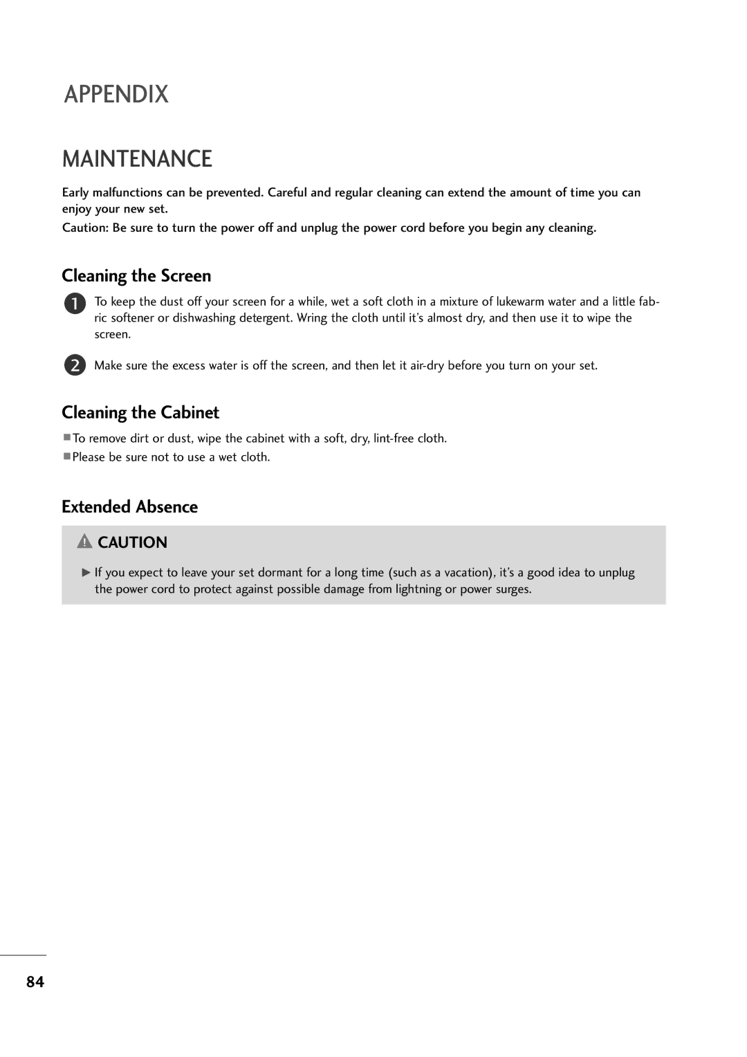 LG Electronics M2794D, M2394D owner manual Maintenance, Cleaning the Screen 